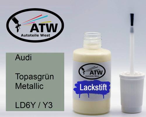 Audi, Topasgrün Metallic, LD6Y / Y3: 20ml Lackstift, von ATW Autoteile West.